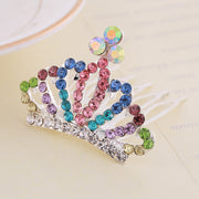 Rhinestone Children's Colorful Small Crown Hair Comb Student Performance
