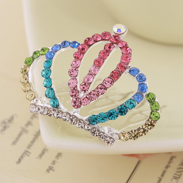 Rhinestone Children's Colorful Small Crown Hair Comb Student Performance
