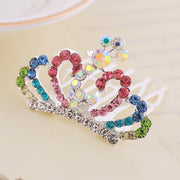 Rhinestone Children's Colorful Small Crown Hair Comb Student Performance
