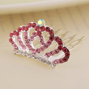 Rhinestone Children's Colorful Small Crown Hair Comb Student Performance
