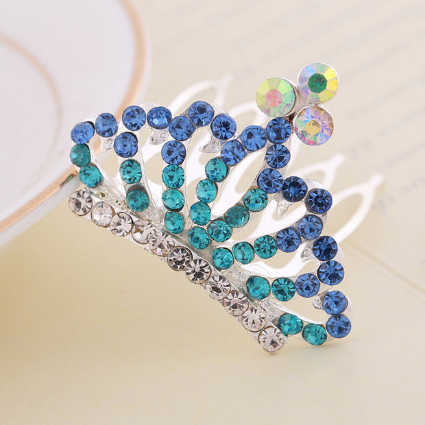 Rhinestone Children's Colorful Small Crown Hair Comb Student Performance