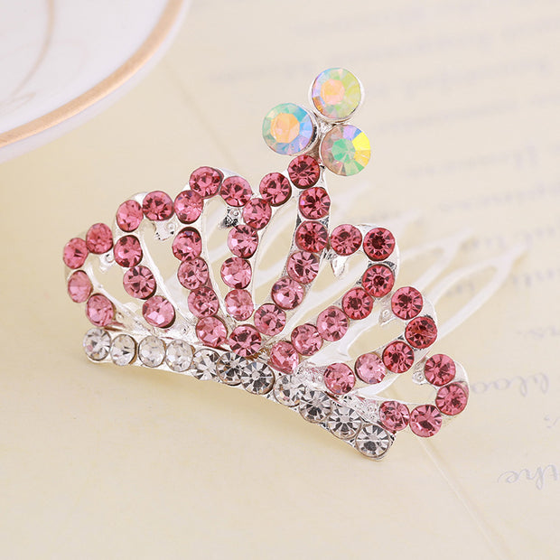 Rhinestone Children's Colorful Small Crown Hair Comb Student Performance