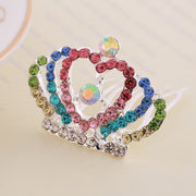 Rhinestone Children's Colorful Small Crown Hair Comb Student Performance