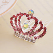 Rhinestone Children's Colorful Small Crown Hair Comb Student Performance