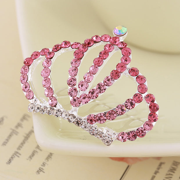 Rhinestone Children's Colorful Small Crown Hair Comb Student Performance