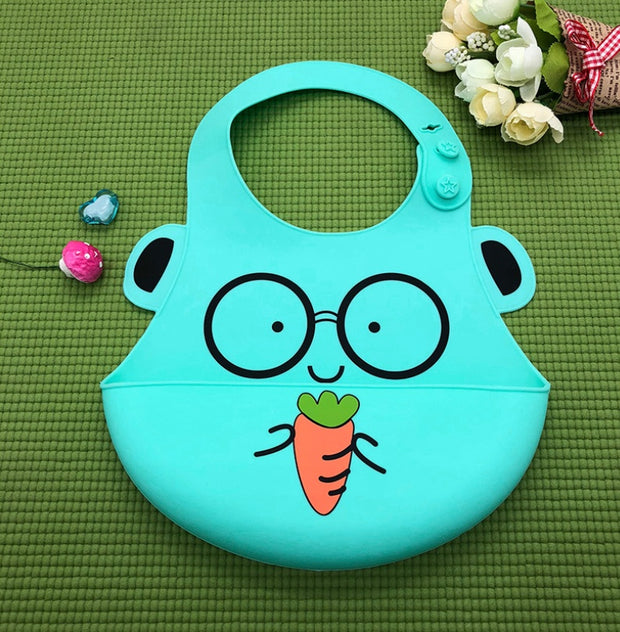 Baby food grade silicone food meal pockets Children's dinner pockets Waterproof disposable cartoon bibs Adjustable bibs