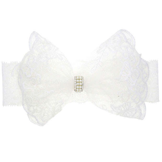 Newborn Baby Lace Bow Elastic Headband