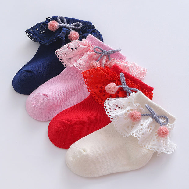 Fashion Bow Girls Lace Socks Baby