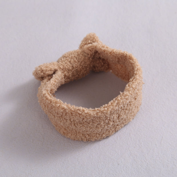 Baby Bow Nylon Elastic Fleece Headband