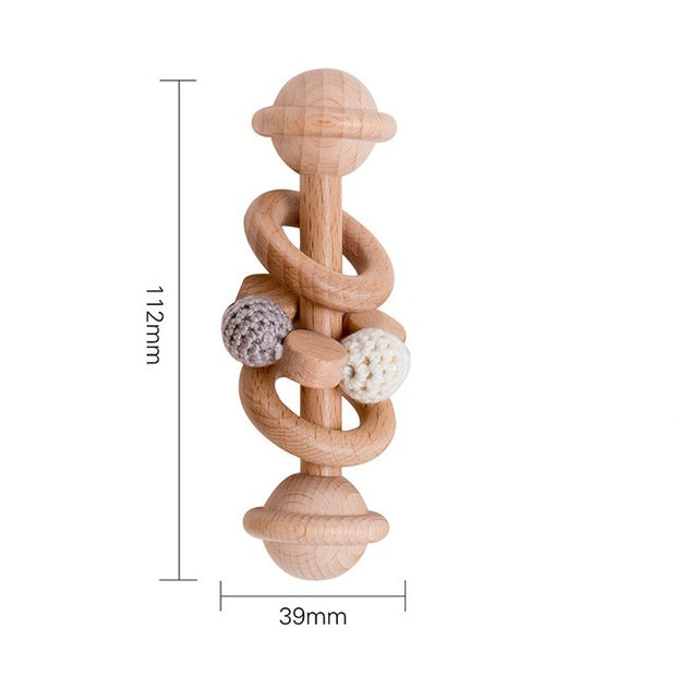 1PC Baby Teether Toys Beech Wooden Rattle Wood Teething Rode